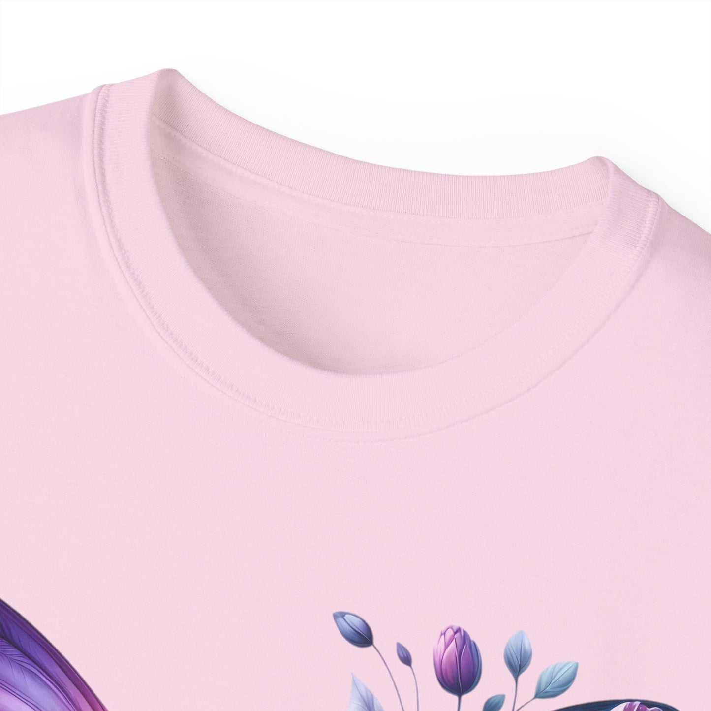 Purple Butterfly Floral Graphic T-Shirt