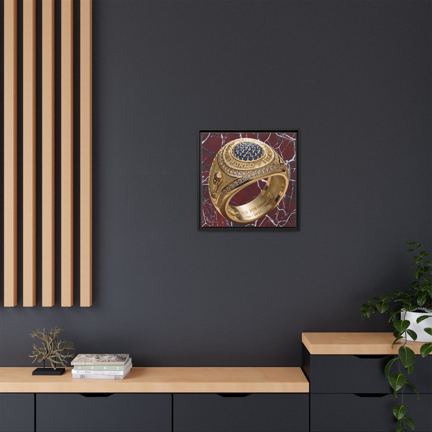 2026 World Football Ring Fractured Marble Framed Canvas