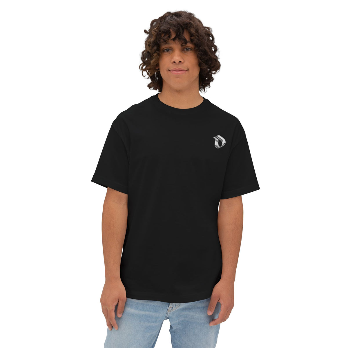 Silver Chrome Interlink Back Wordmark Boxy Cotton Tee