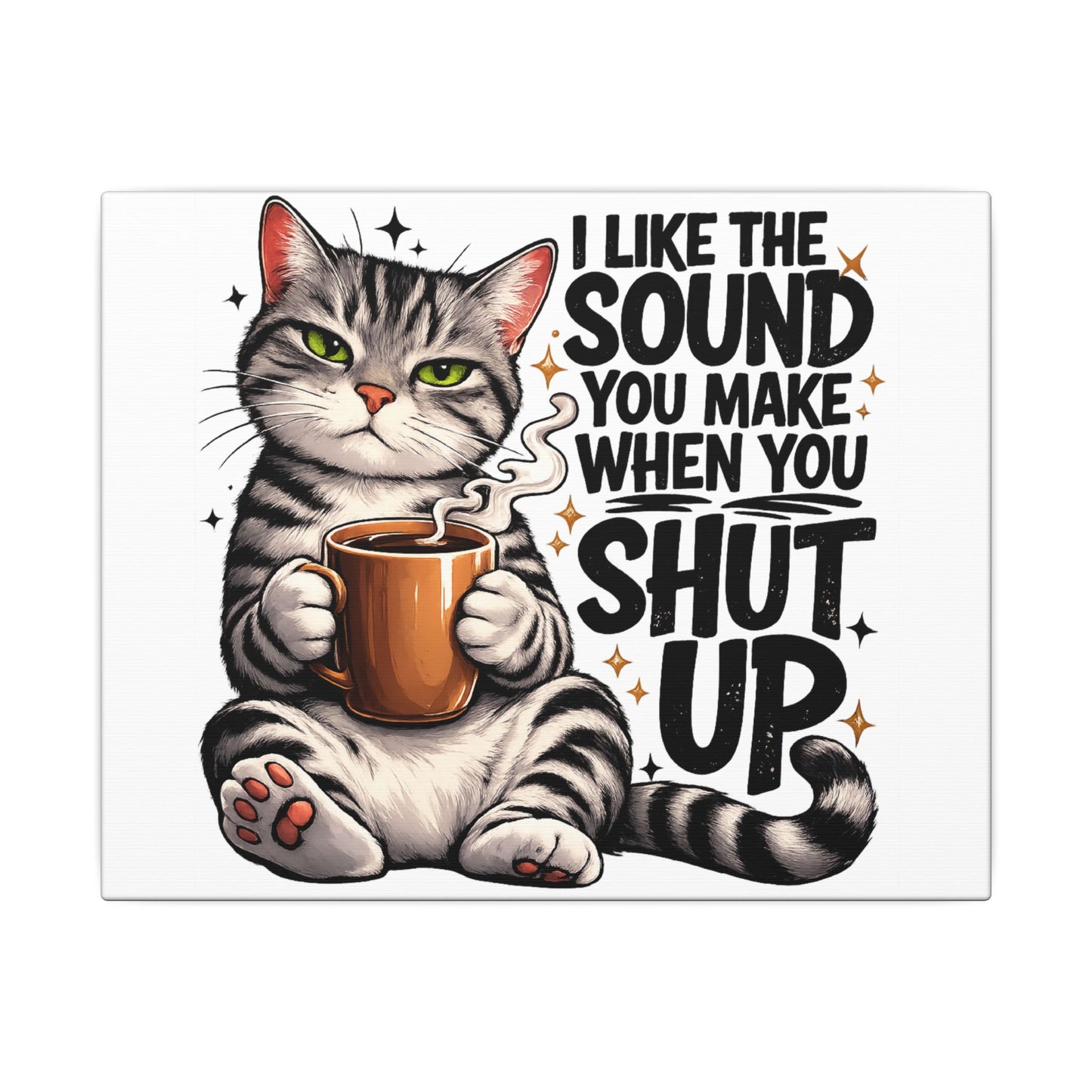Funny Cat Coffee Canvas Print