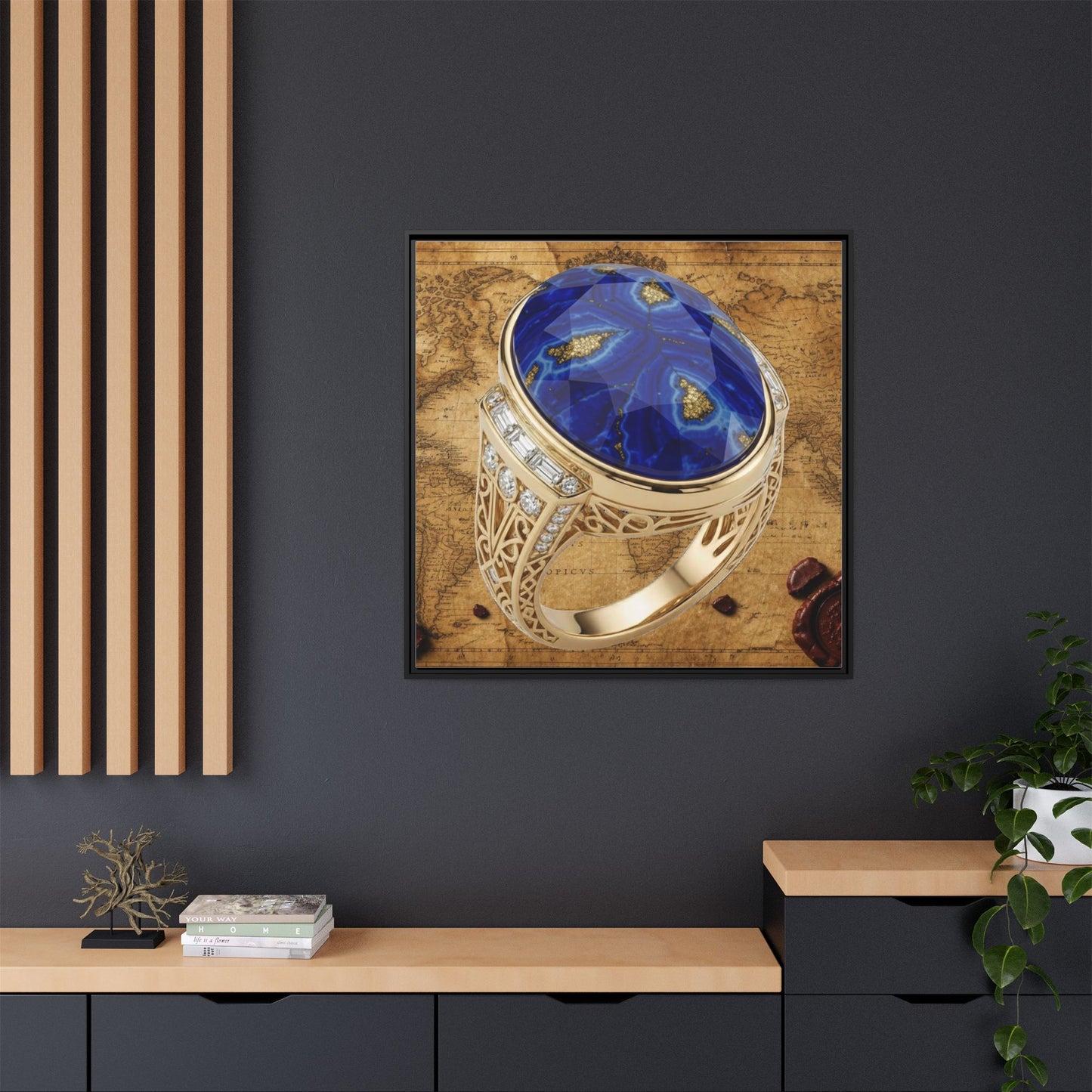 Lapis Lazuli Statement Ring Framed Canvas