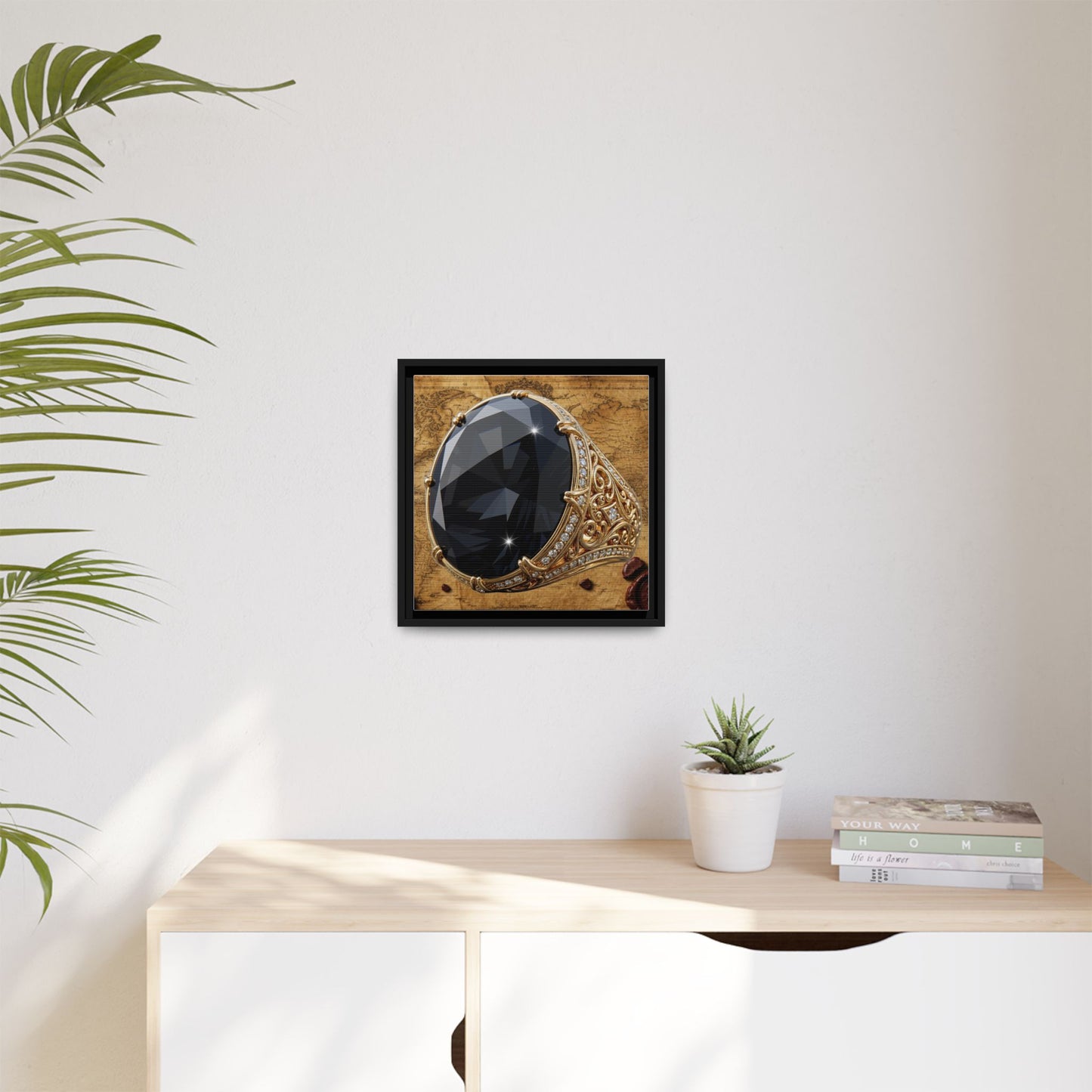 Black Diamond Ornate Mount Framed Canvas