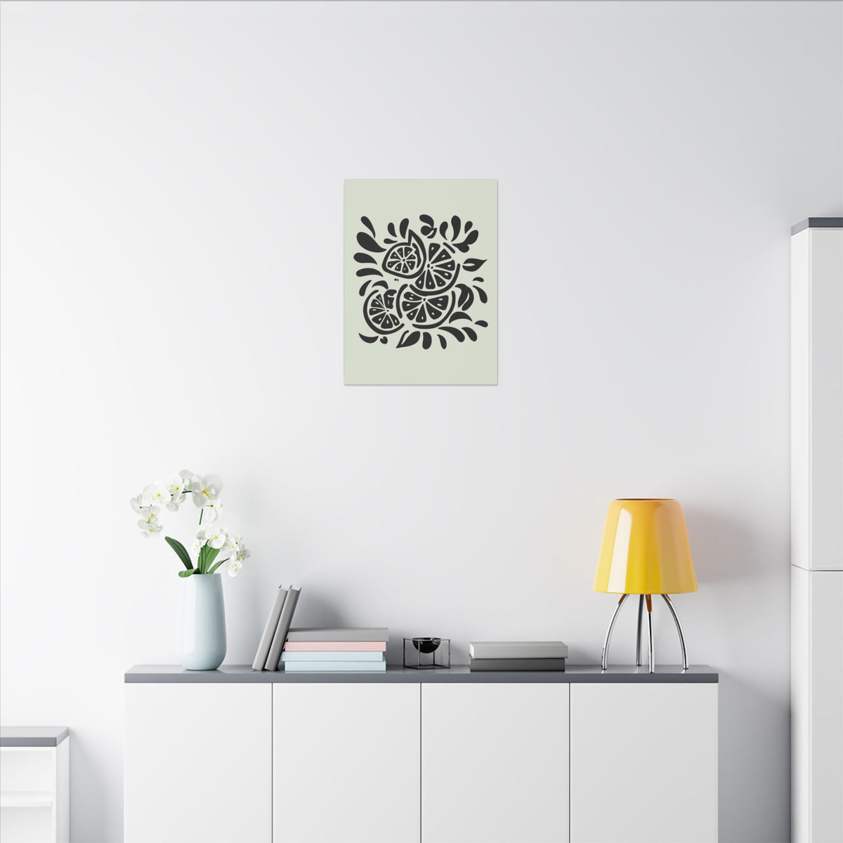 Monochrome Citrus Slice Canvas Print