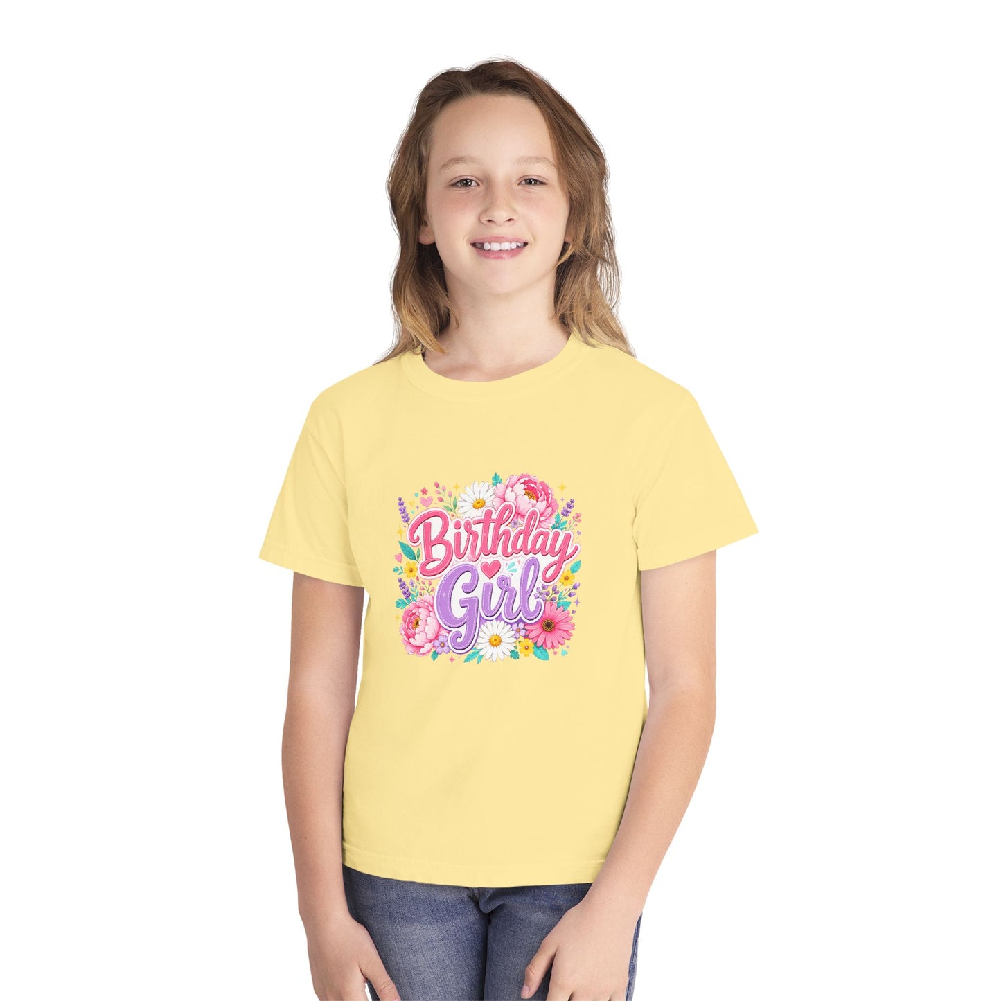 Birthday Girl Floral Youth T-Shirt