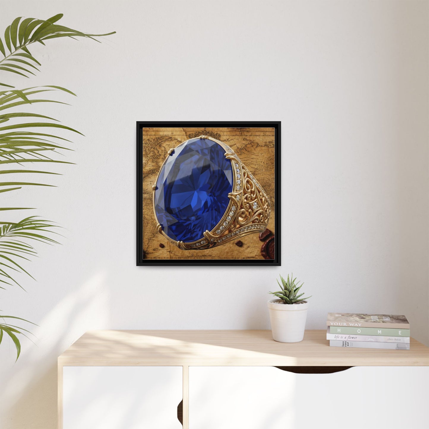 Sapphire Filigree Ring Framed Canvas