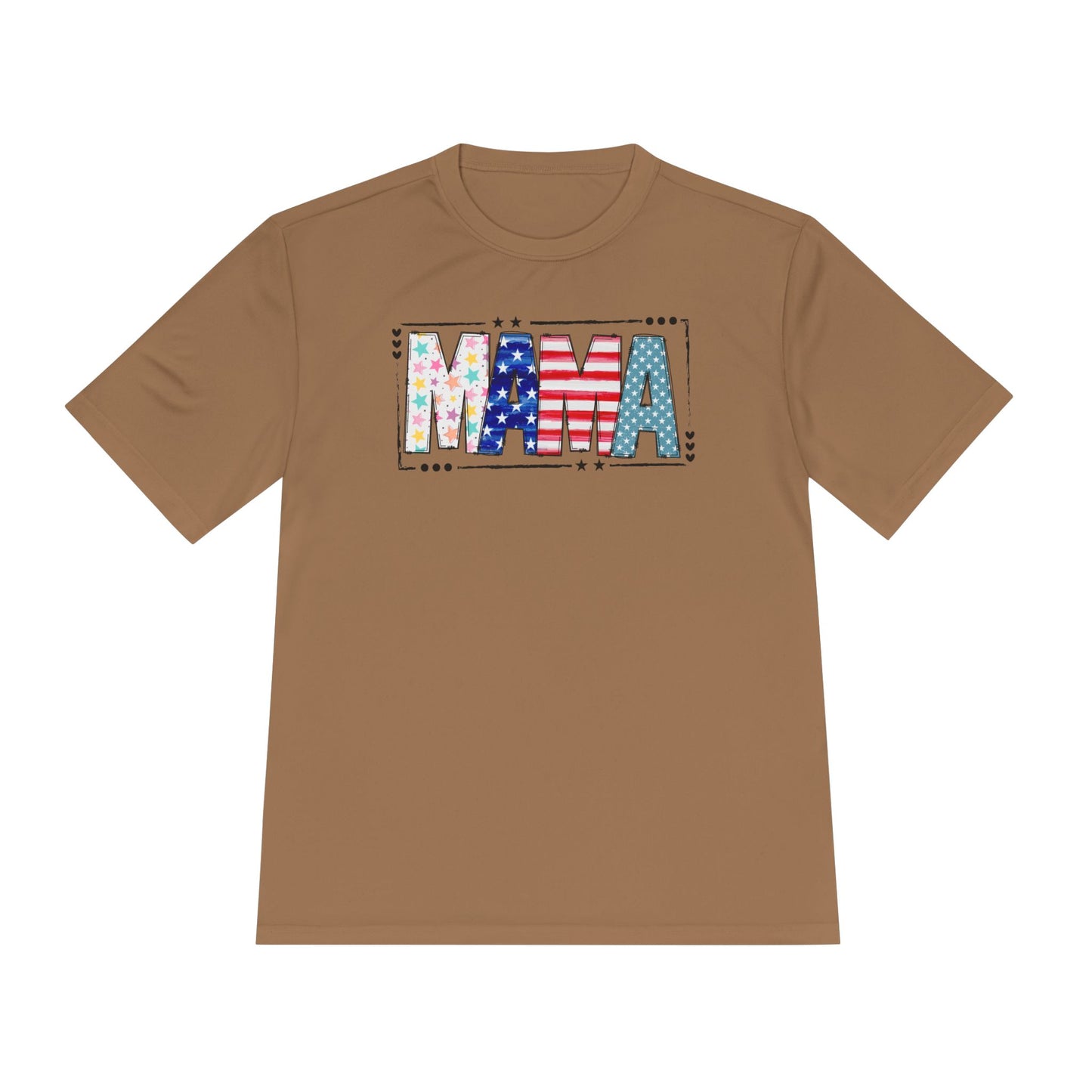 MAMA Patriotic Graphic Tee — USA Flag & Stars Moisture-Wicking Shirt