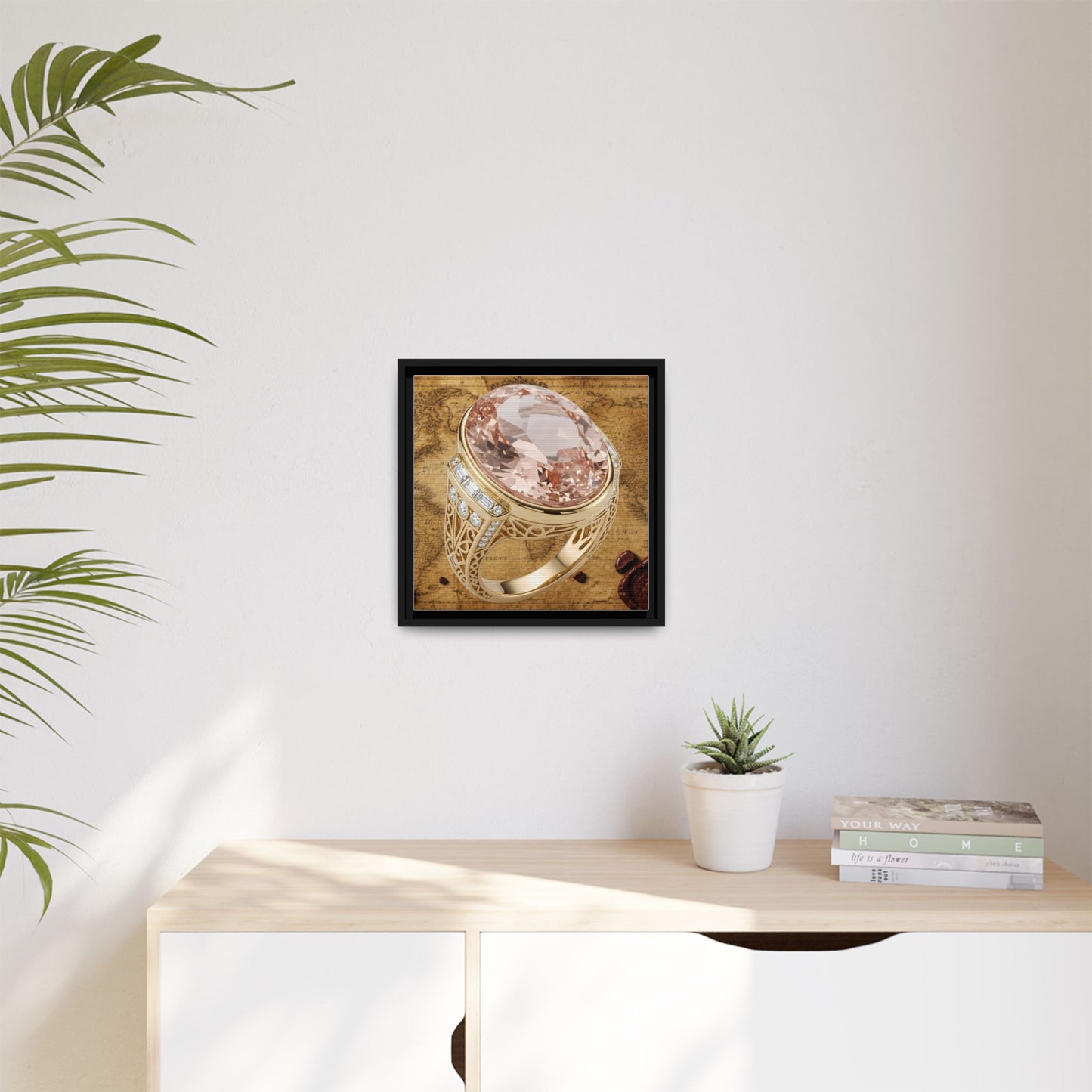 Filigree Morganite Ring Framed Canvas