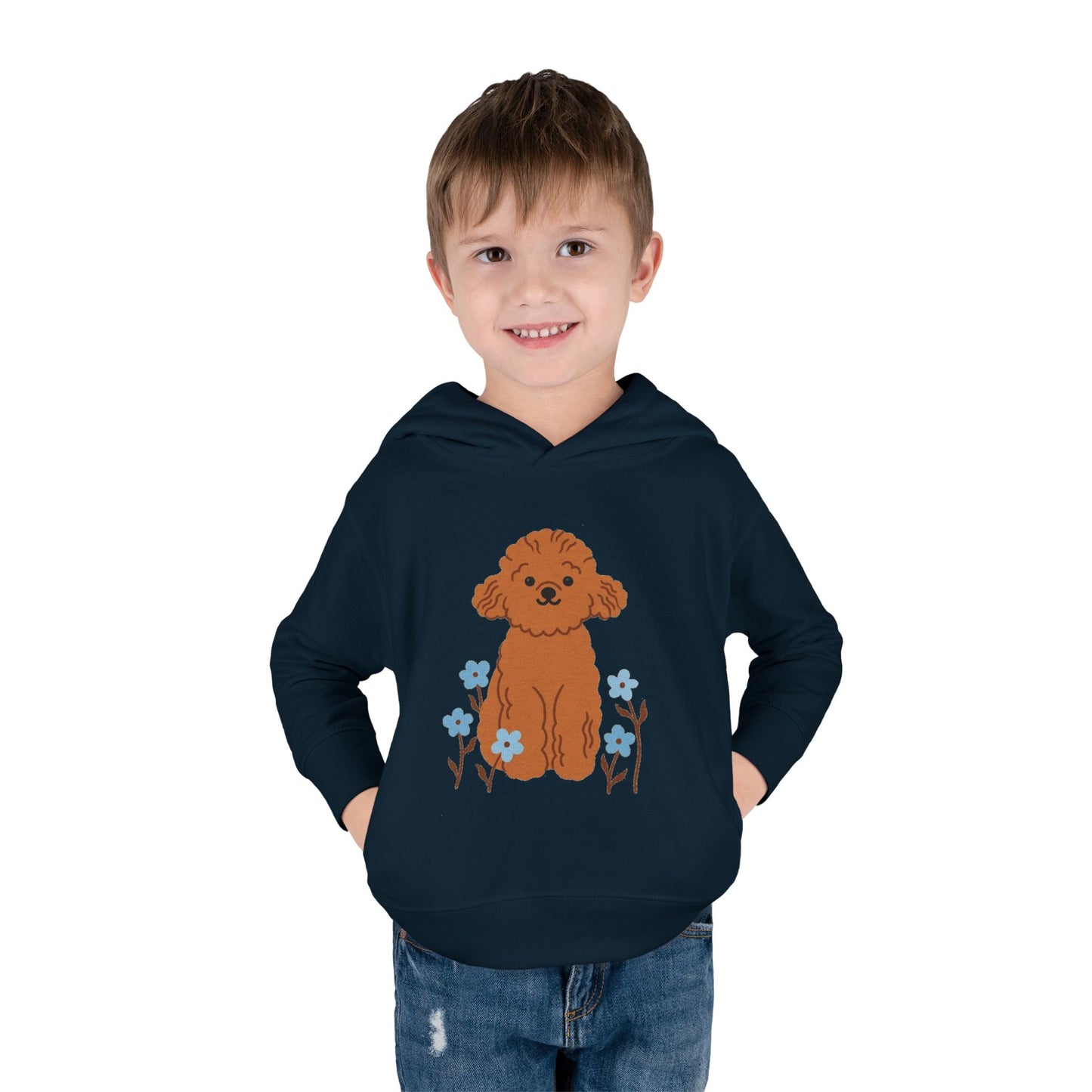 Curly Puppy and Wildflowers Toddler Hoodie
