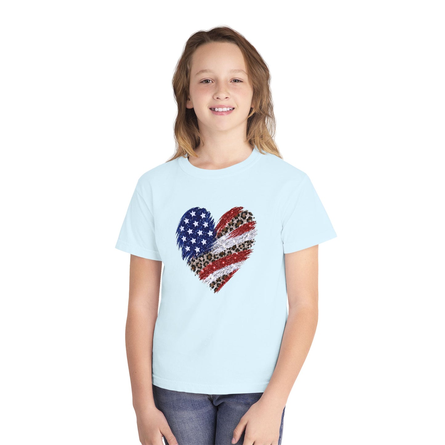 Distressed American Flag Heart Youth T-Shirt