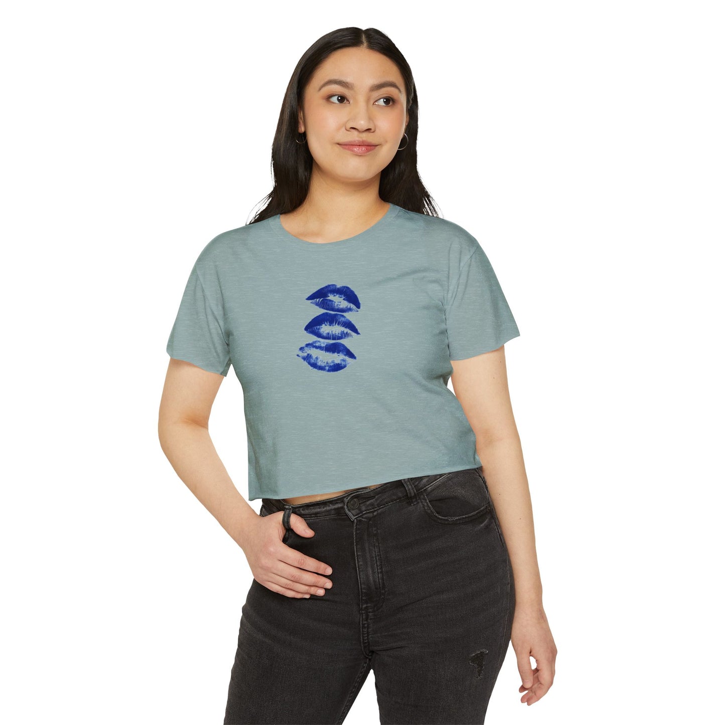 Triple Kiss Print Boxy Tee