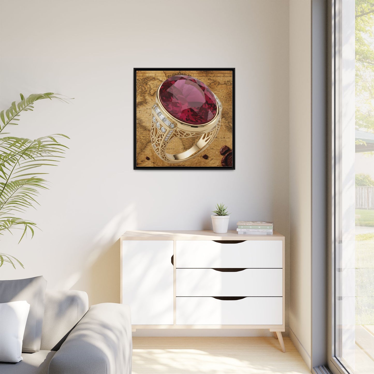 Ruby Ring Cartographic Framed Canvas Wall Art