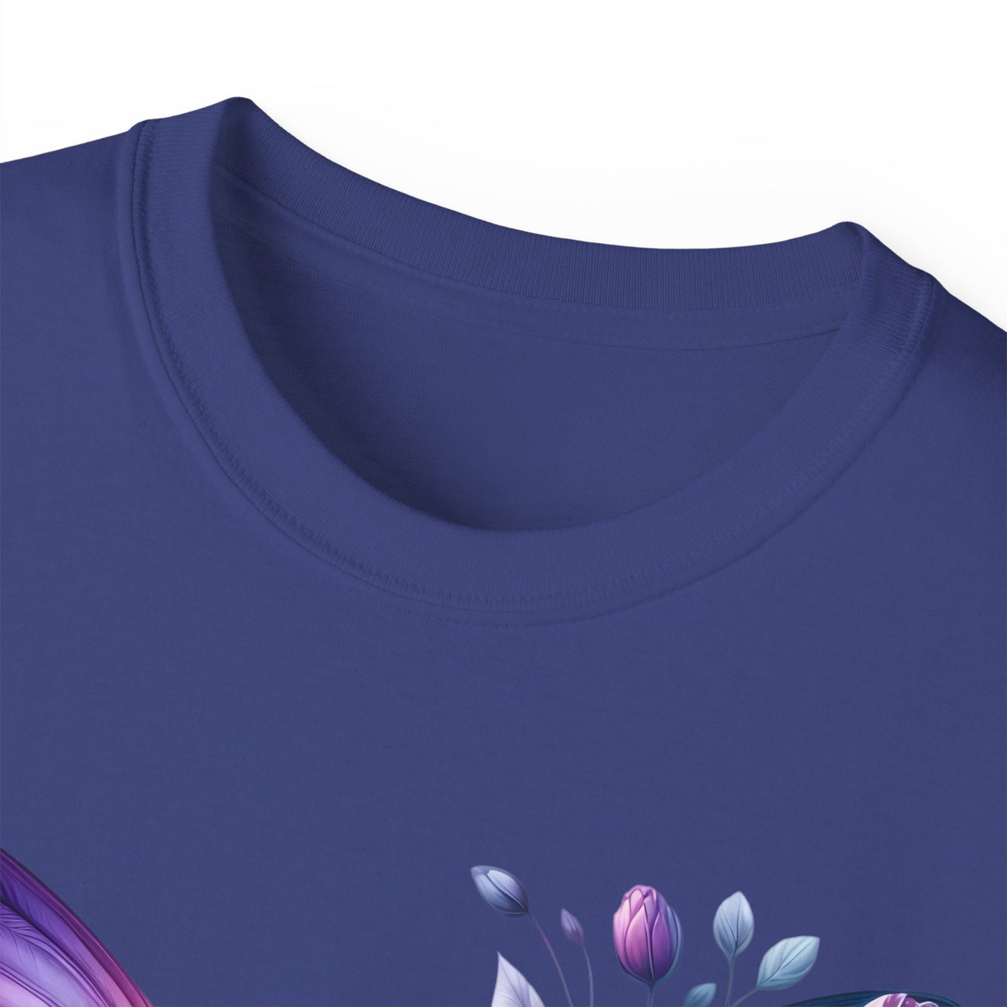 Purple Butterfly Floral Graphic T-Shirt
