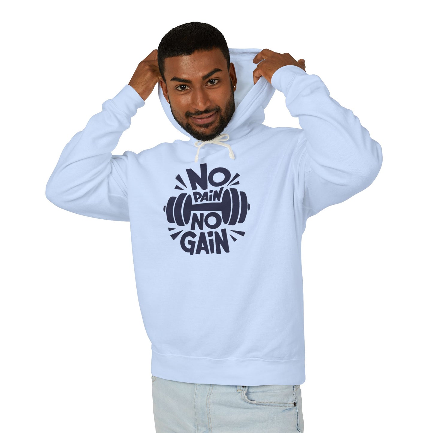 No Pain No Gain Hoodie — Motivational Gym Workout Hooded Sweatshirt