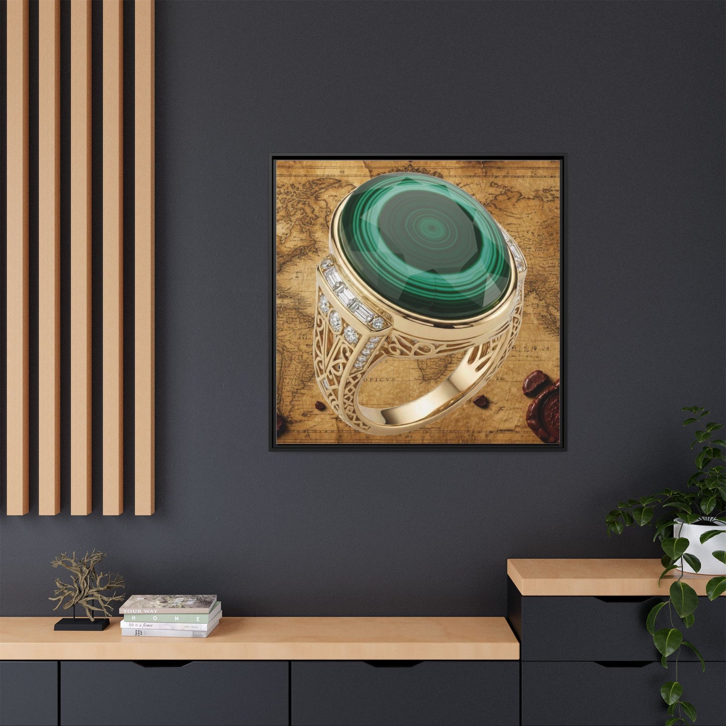 Banded Malachite Ring Framed Canvas