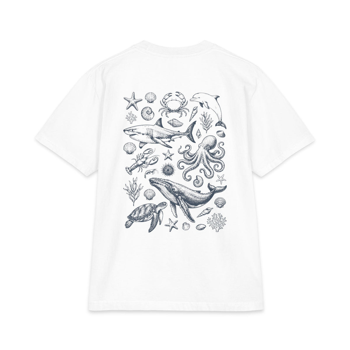 Vintage Ocean Etching Oversized Heavyweight Tee
