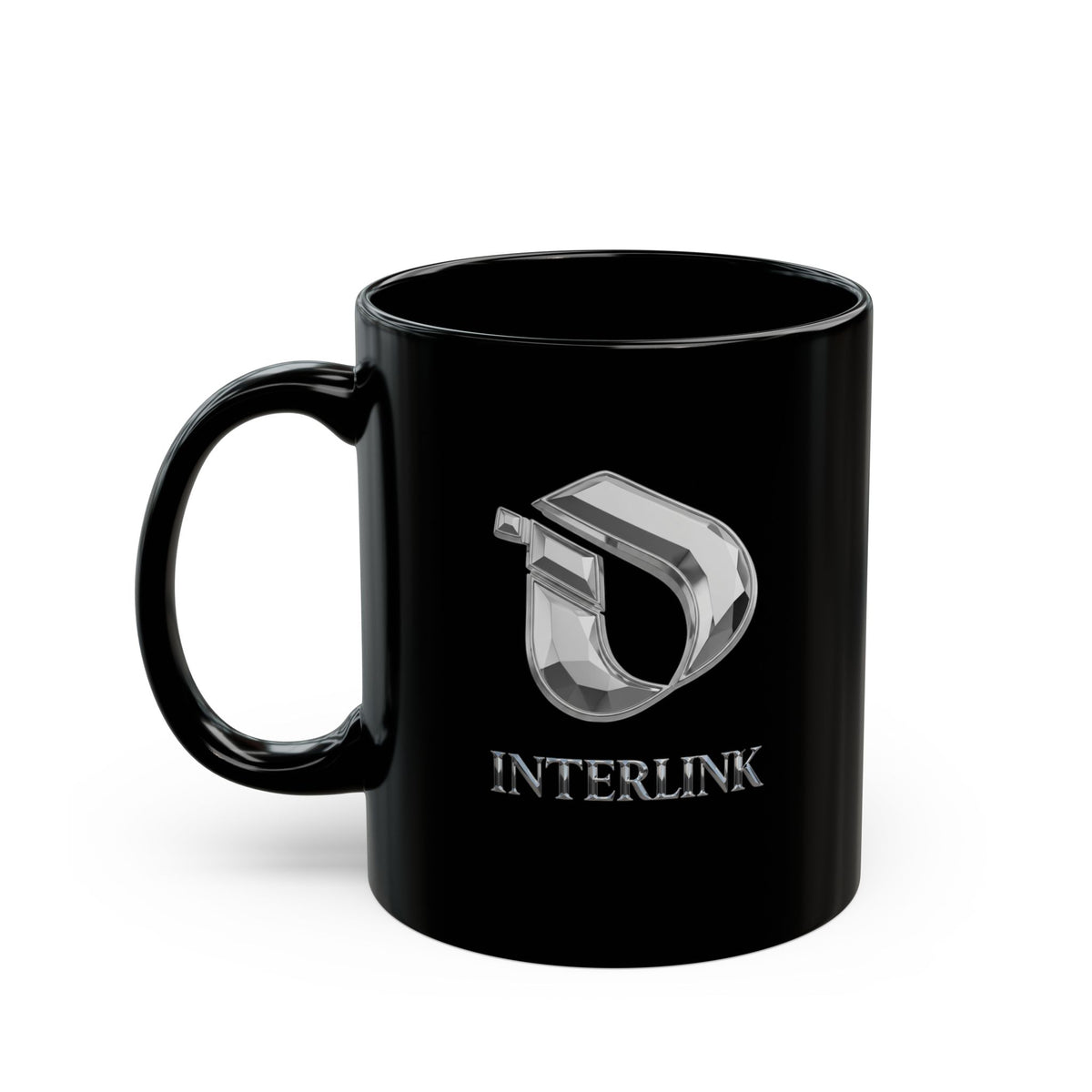 Chrome Facet Interlink Noir Ceramic Mug