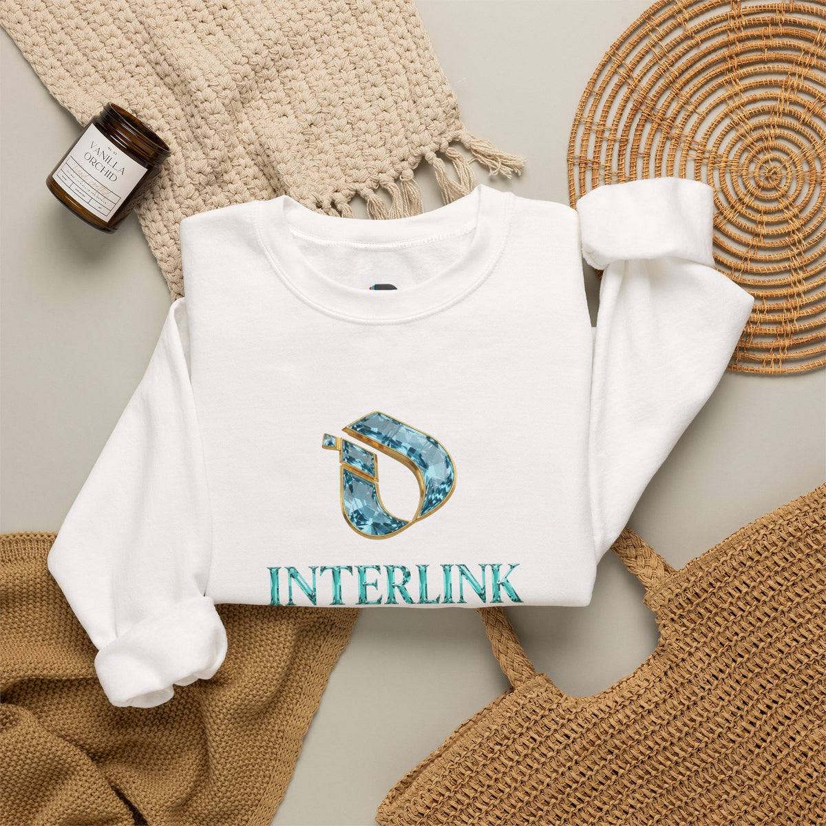 Aquamarine Faceted Mark Interlink Men’s Sweatshirt