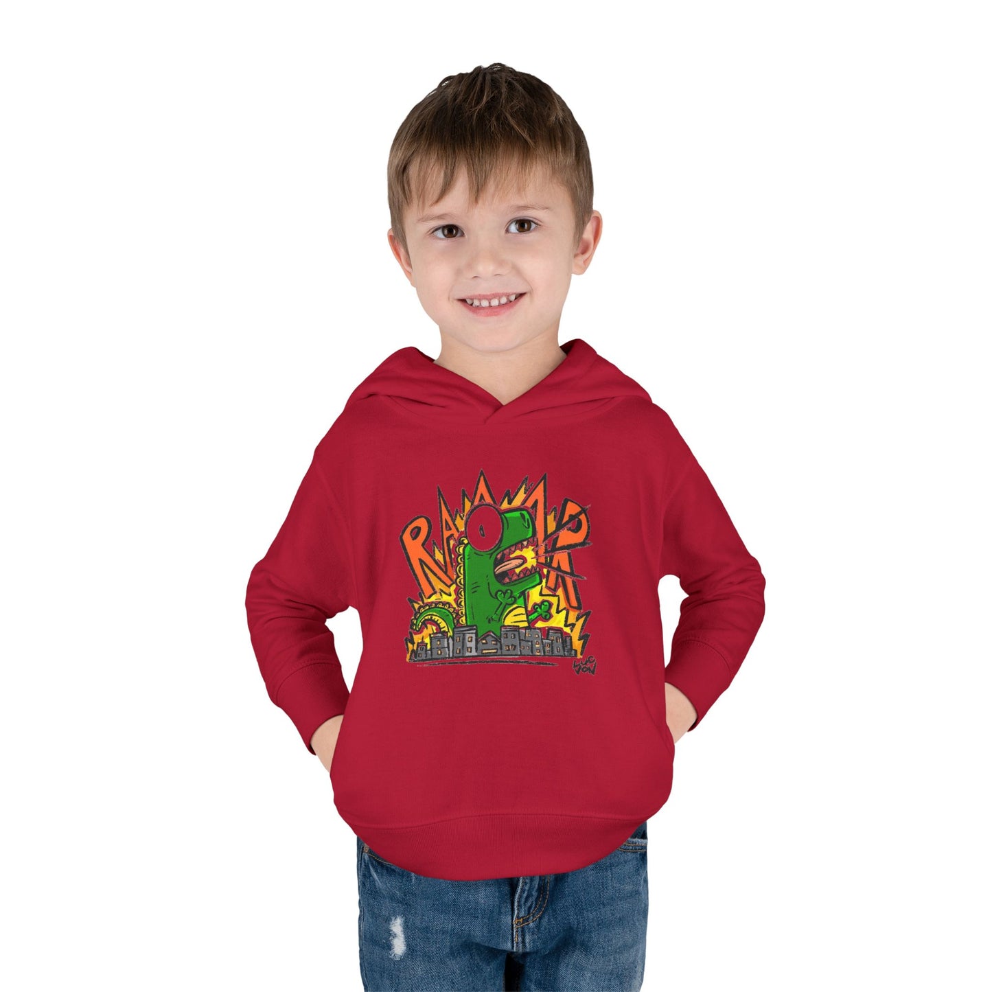Comic Roaring Dinosaur Toddler Hoodie