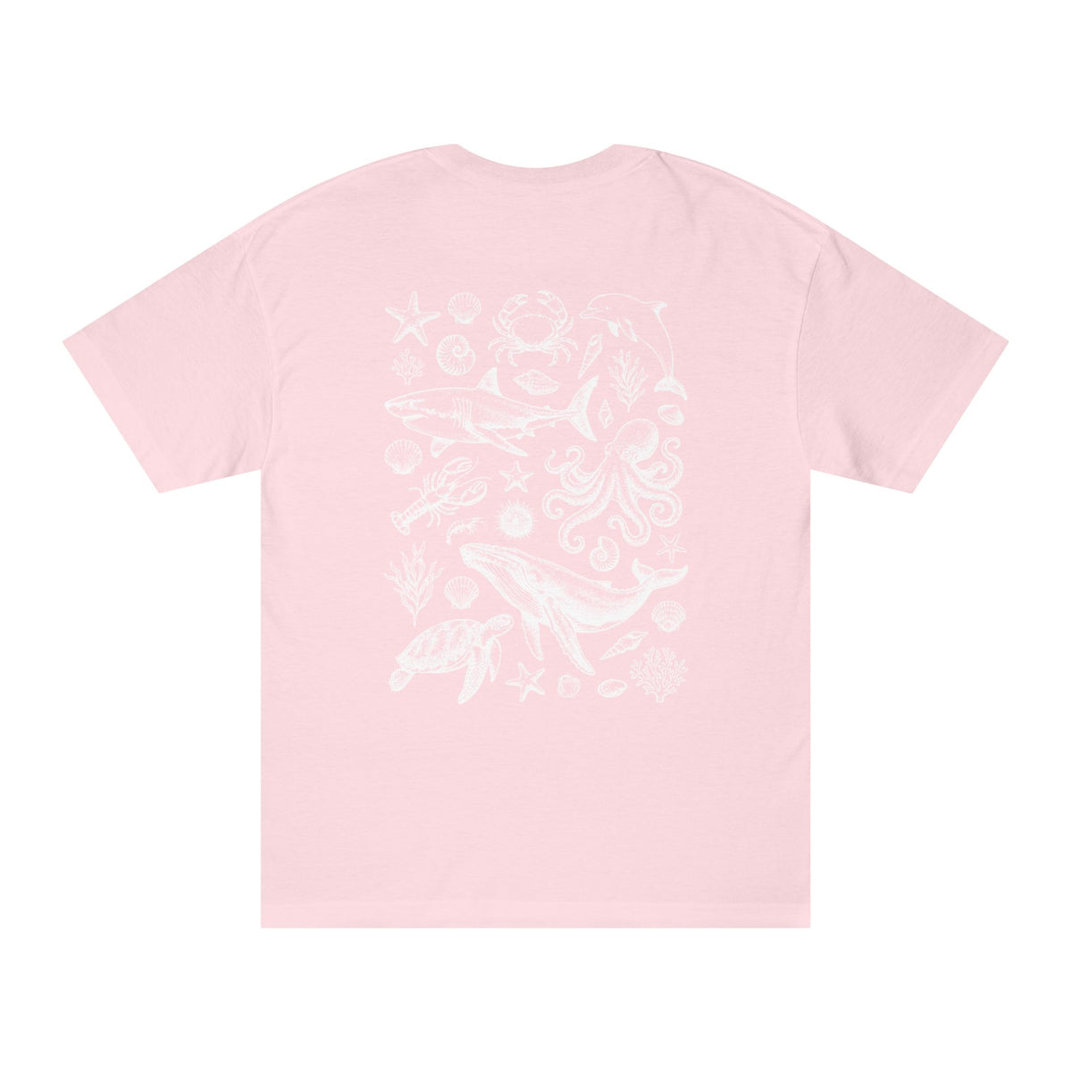 Ocean Wildlife Line Art Back Print Women’s Tee