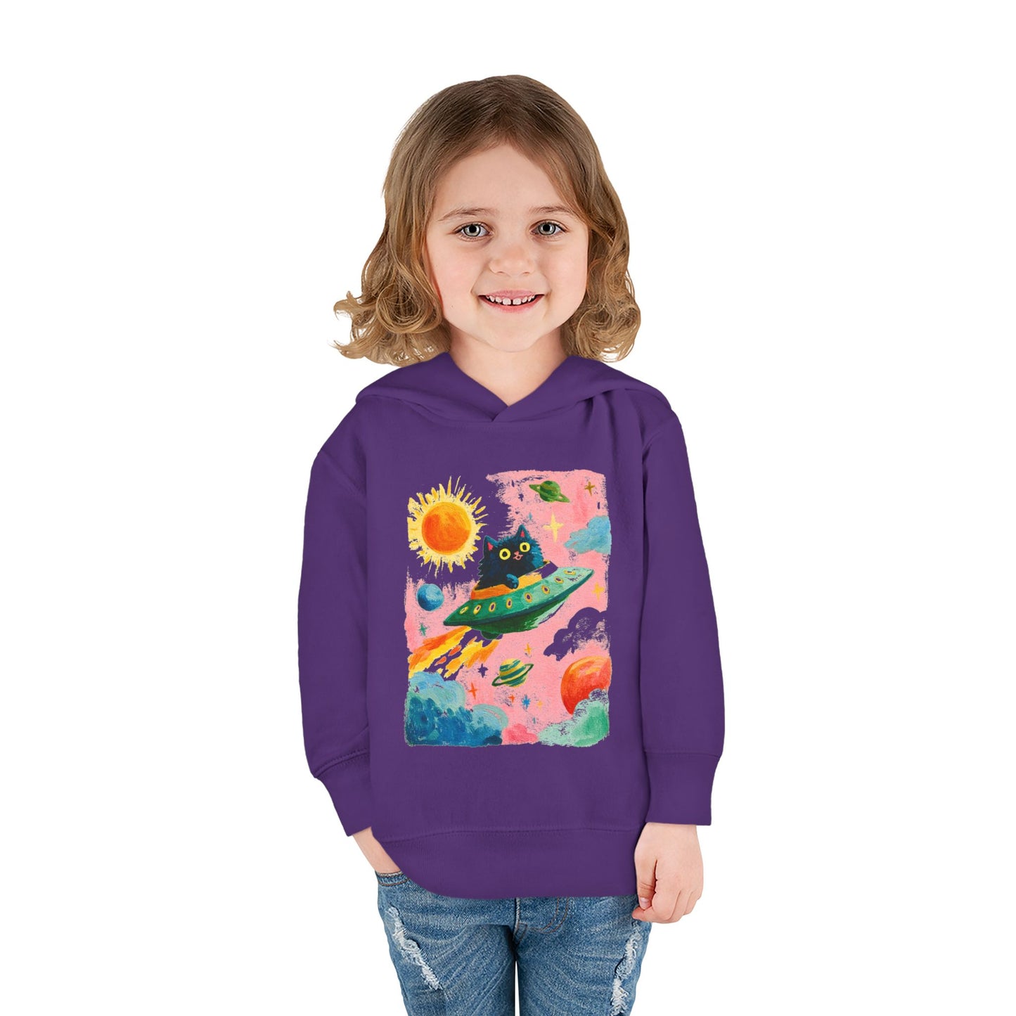 Space Cat UFO Toddler Hoodie