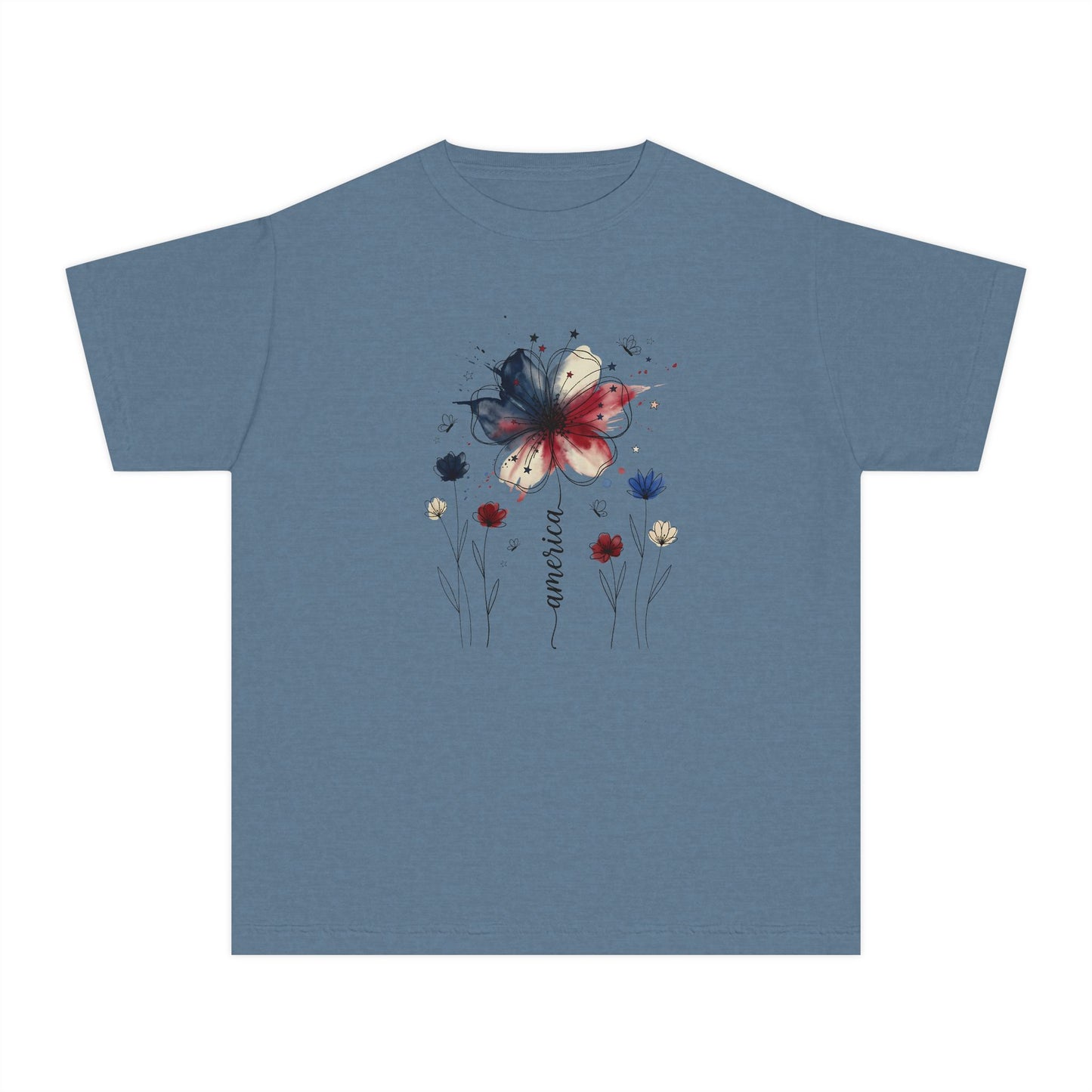Watercolor Patriotic Butterfly Youth T-Shirt