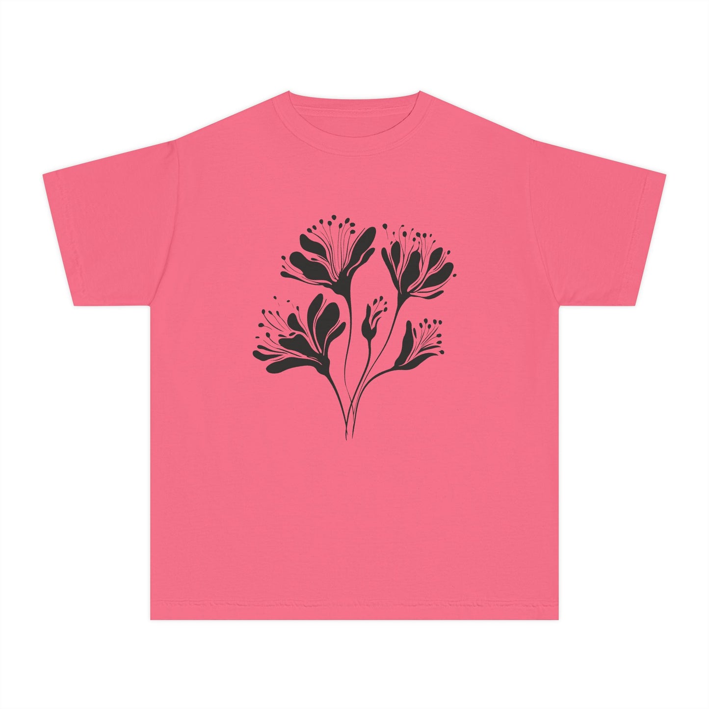 Youth Minimal Black Floral Tee
