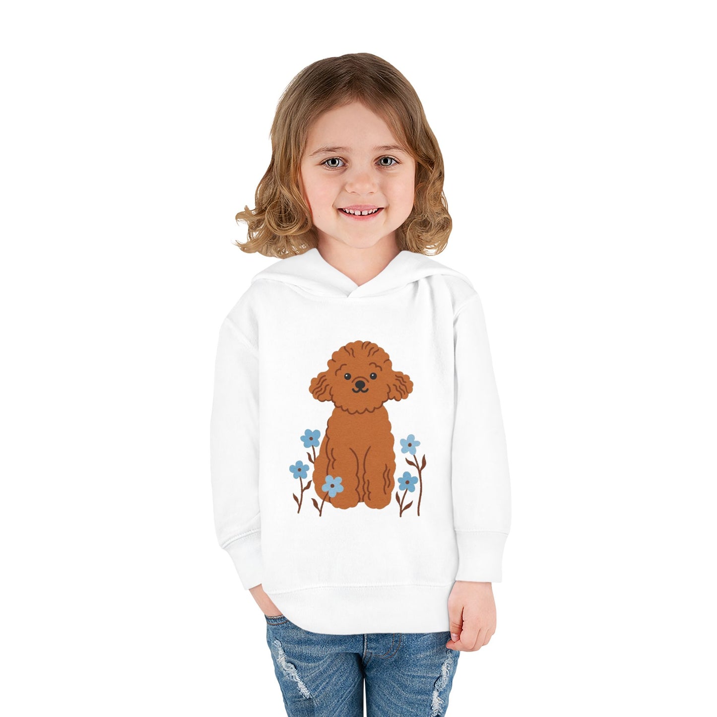 Curly Puppy and Wildflowers Toddler Hoodie