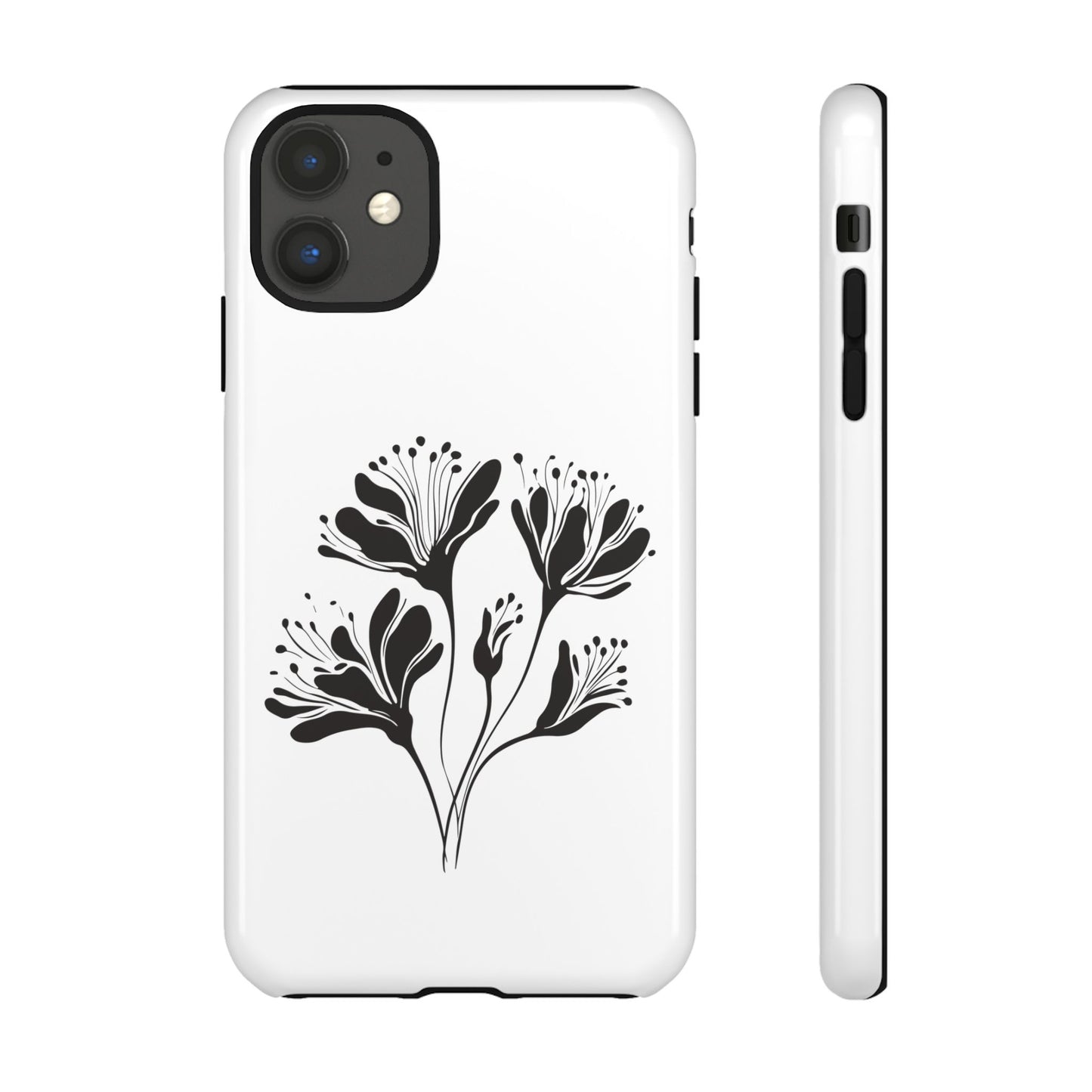 Botanical Black Floral Tough Phone Case
