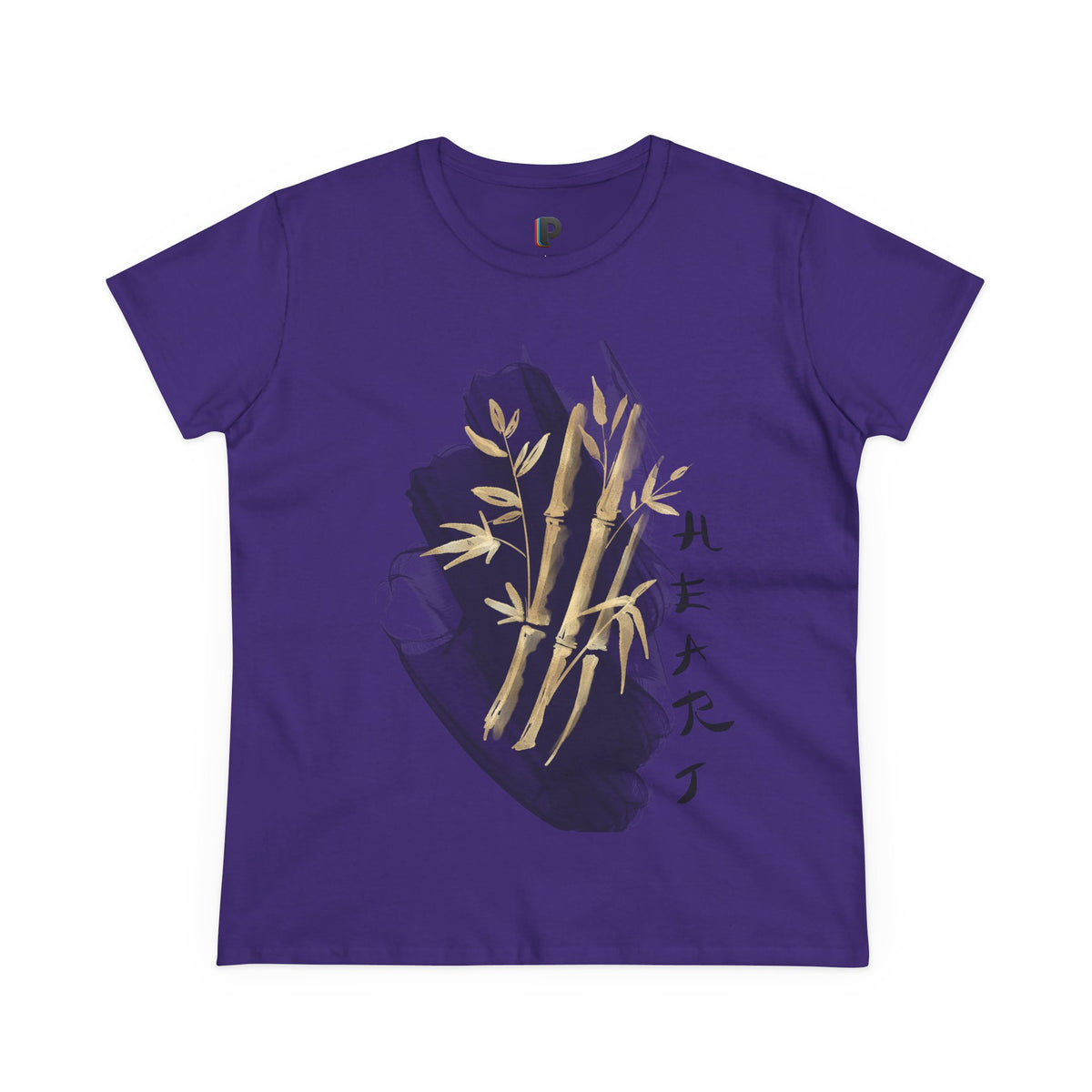 Golden Bamboo Ink Brush Front Print Women’s Tee