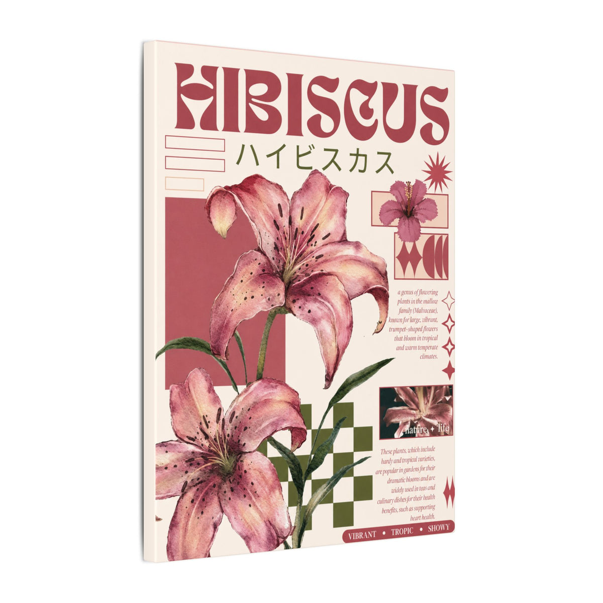 Hibiscus Botanical Matte Canvas Print