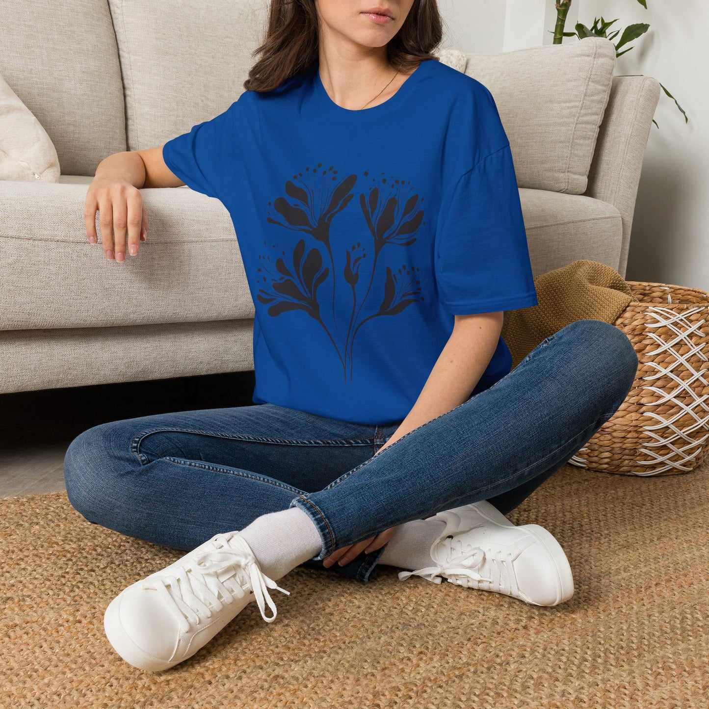 Monochrome Floral Silhouette Tee