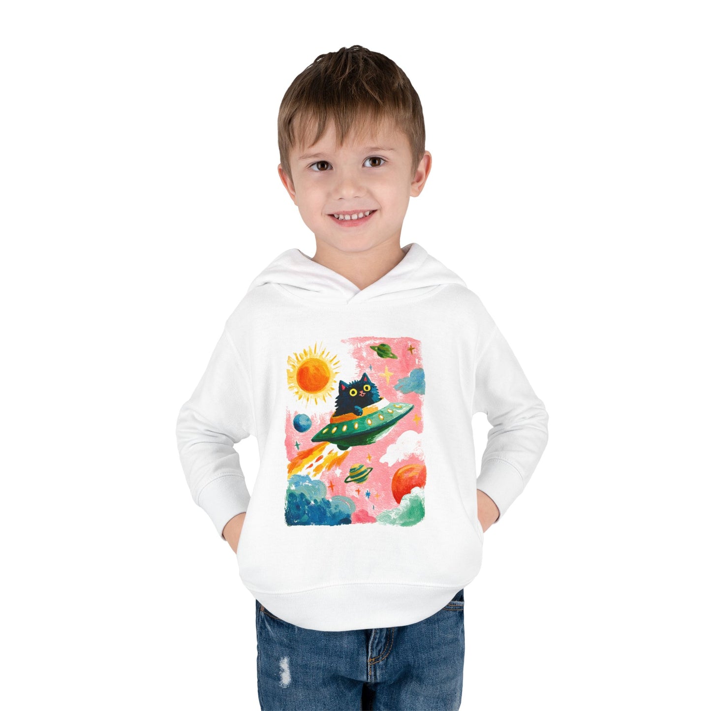 Space Cat UFO Toddler Hoodie