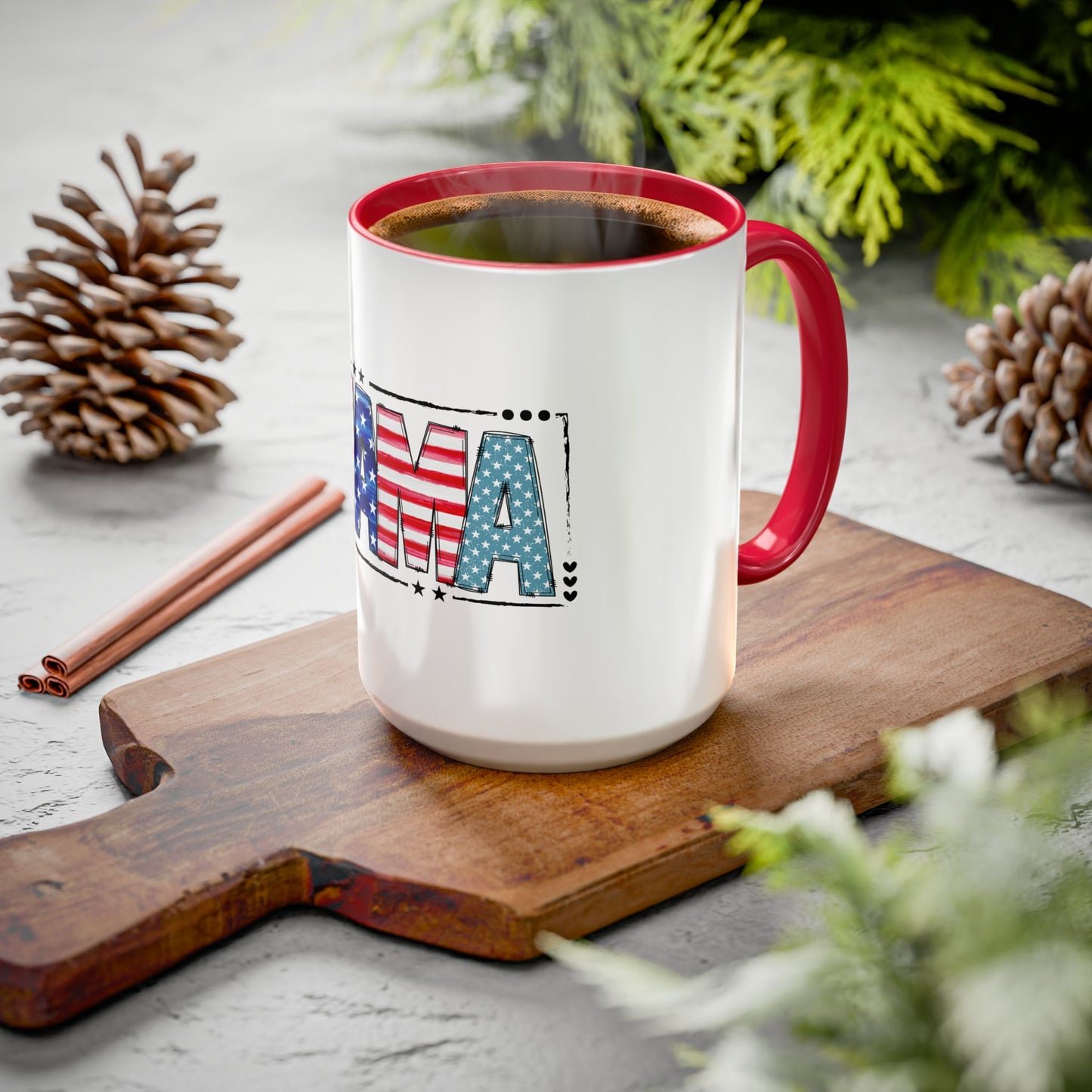 Mama Flag Print Ceramic Coffee Mug